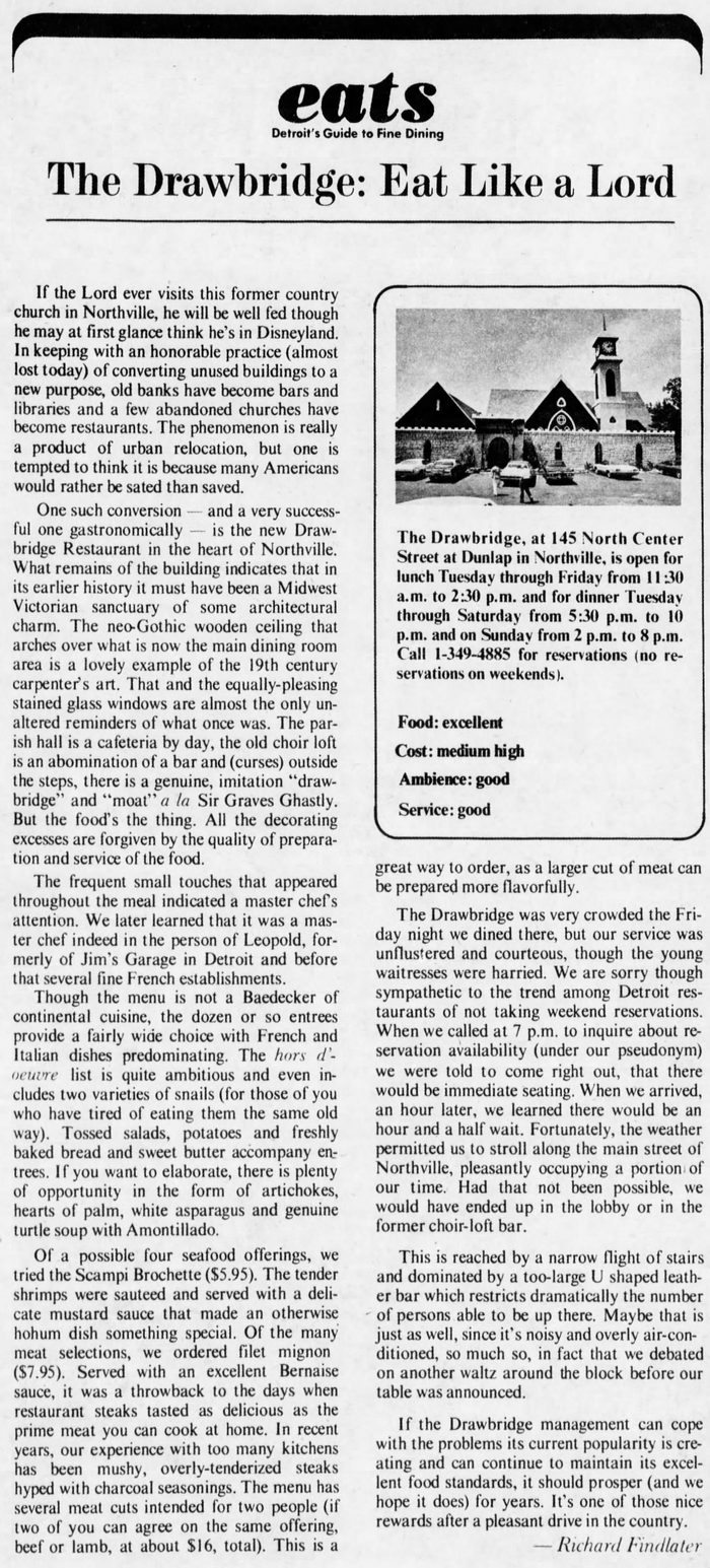 Drawbridge Restaurant - July 29 1973 Review (newer photo)